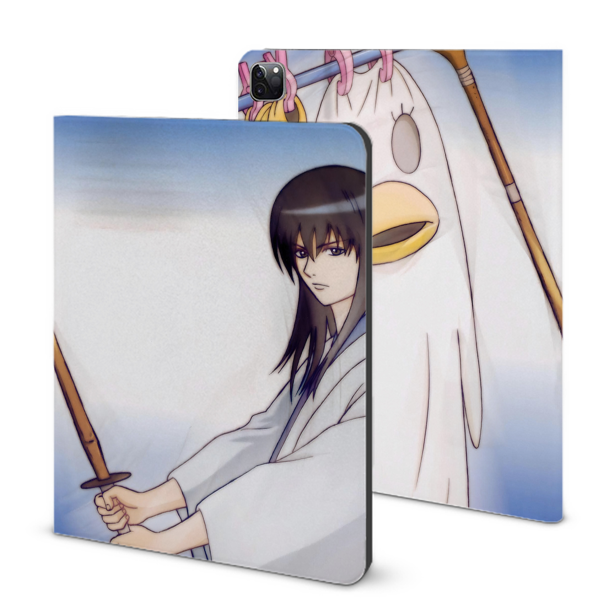 ぎんたま 坂田銀時（さかたぎんとき） 神楽 志村新八（しむら しんぱち） GINTAMA Sakata Gintoki Kagura Shimura Shinpachi IPad ケース ブック型 PUレザー TPU 耐衝撃 軽量 薄型 ペン収納なし 全面保護 IPad 各モデル対応